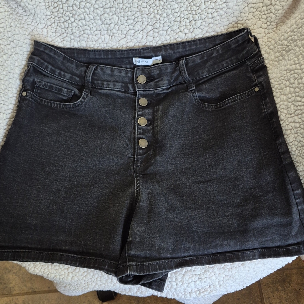 Nine West Black Jean Shorts Classic Denim Fit